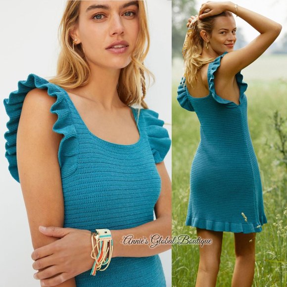 NWT ANTHROPOLOGIE Ruffled Pointelle Mini Dress. Size XL - Picture 7 of 16